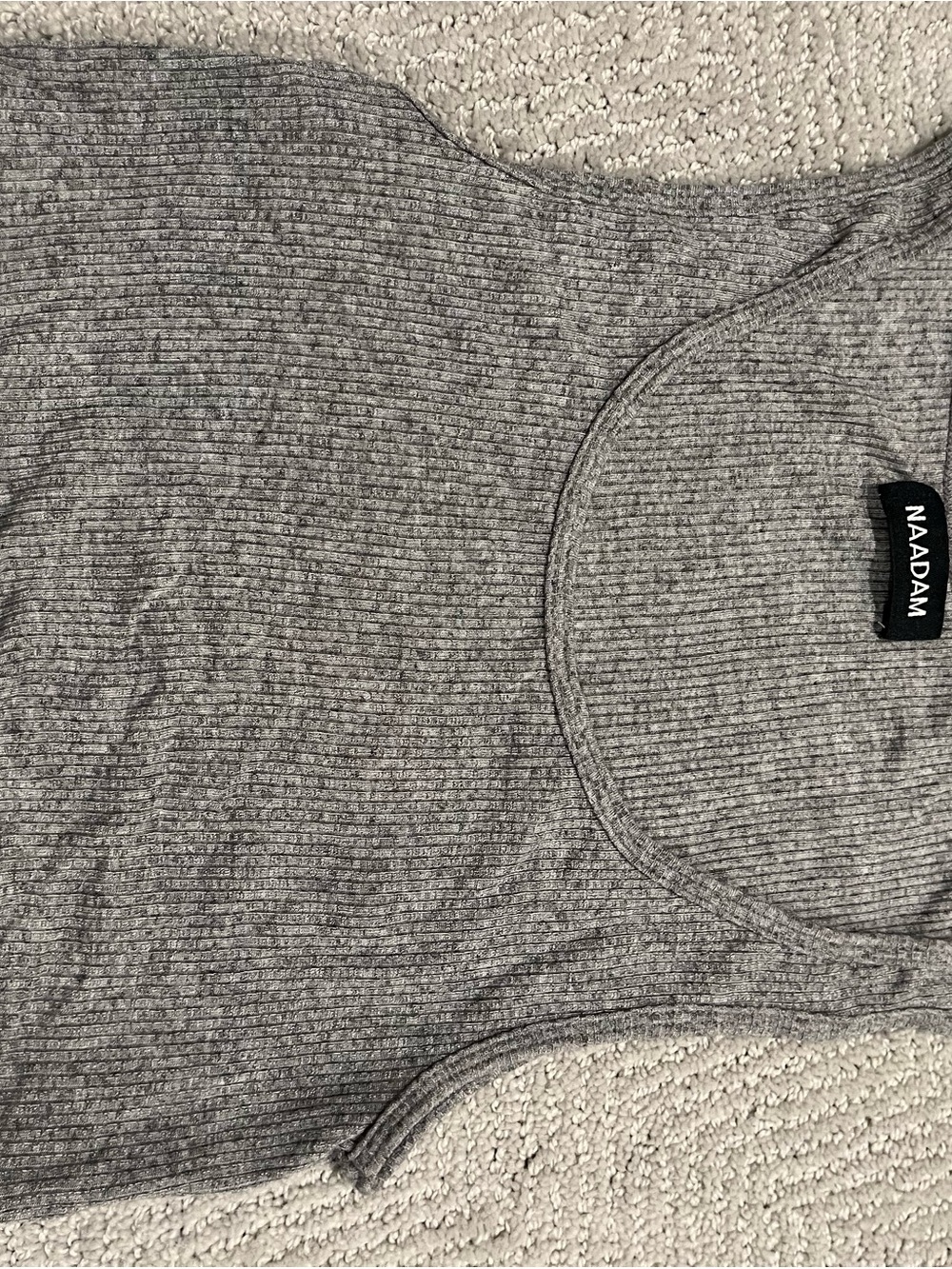 NAADAM Heather Gray Ribbed Crop Tank